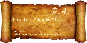 Pavlics Adeodát névjegykártya